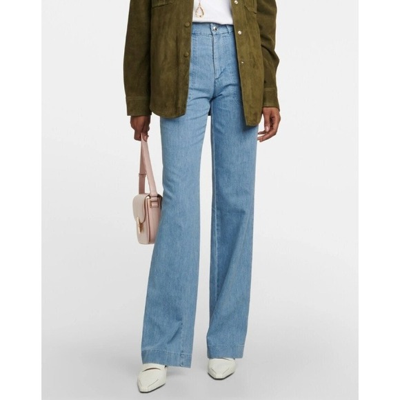 A.P.C. Jeans Women Light Wash Wide Leg Denim Pants Size 24 Made in Tunisia - Picture 2 of 9